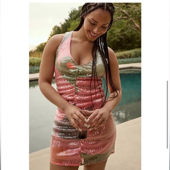 Anthropologie Hutch Sequin Oceanus Sunset mini dress - Picture 4 of 5